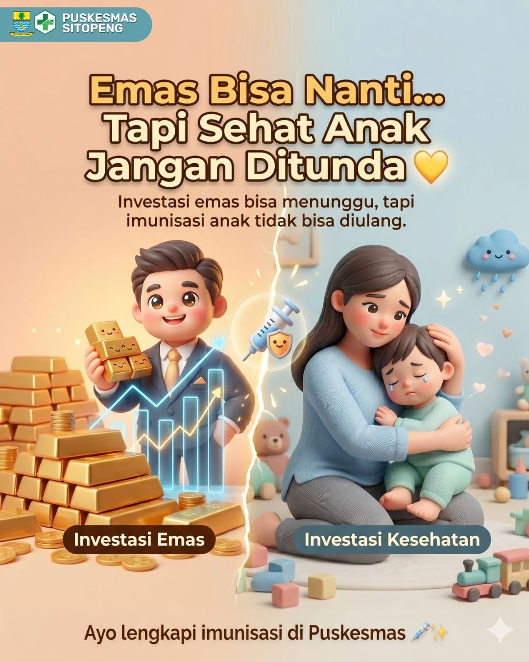 Emas bisa menyusul tapi kesehatan anak nggak bisa ditunda